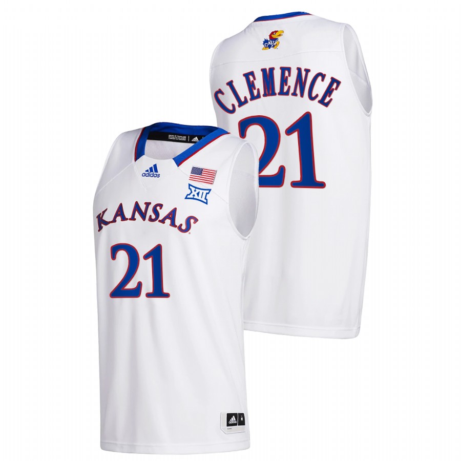 2021-22 Kansas Jayhawks Zach Clemence College Basketball White Home Jersey Men