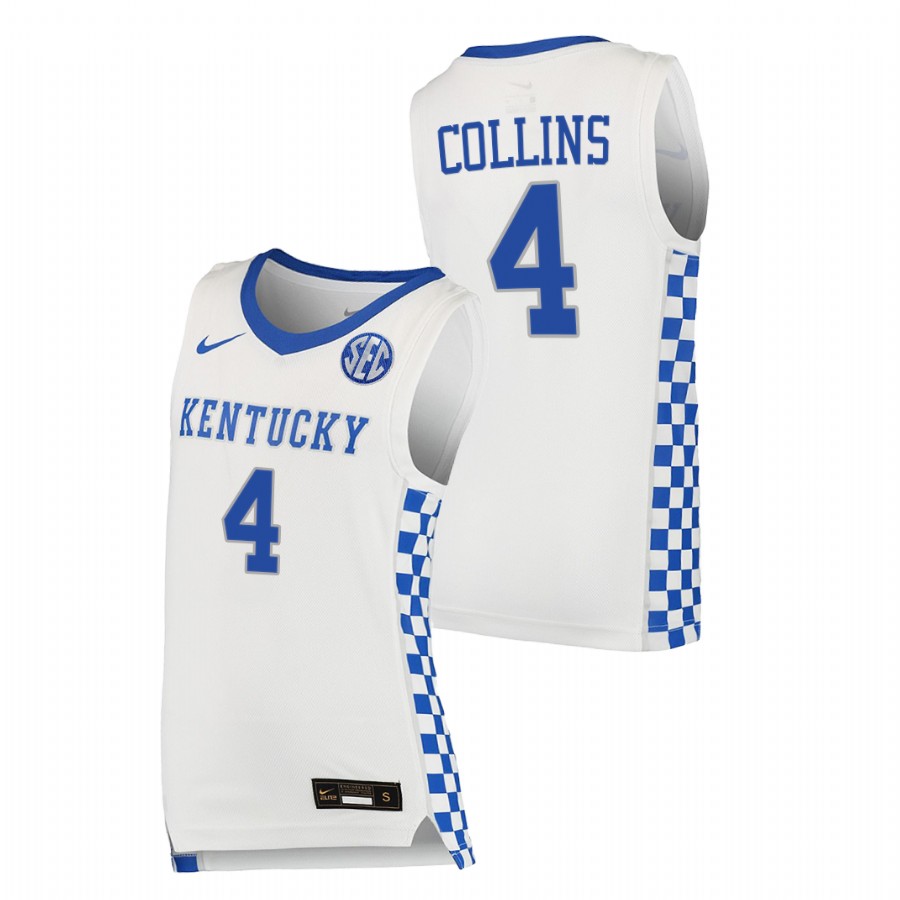 2021-22 Kentucky Wildcats Daimion Collins College Basketball White Replica Jersey Men