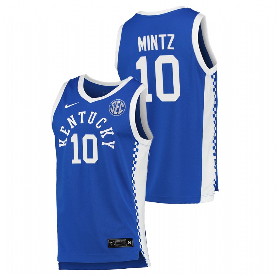 2021-22 Kentucky Wildcats Davion Mintz College Basketball Royal Replica Jersey Men