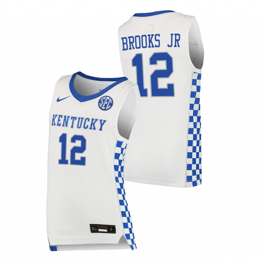 2021-22 Kentucky Wildcats Keion Brooks Jr. College Basketball White Replica Jersey Men