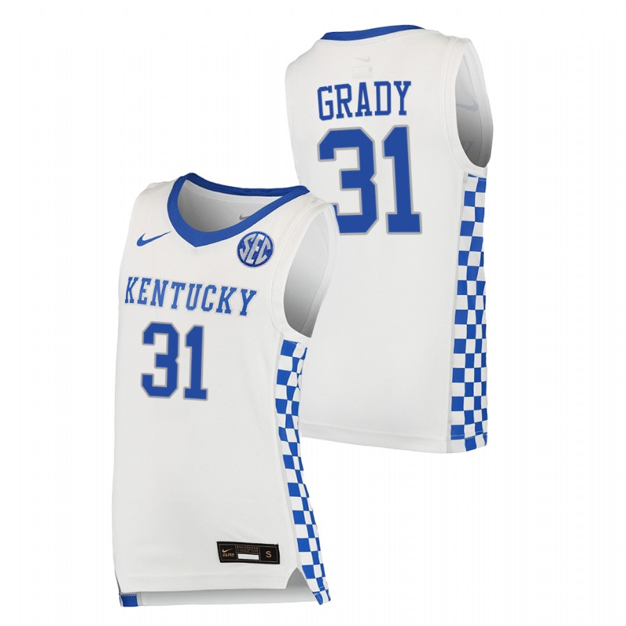 2021-22 Kentucky Wildcats Kellan Grady College Basketball White Replica Jersey Men
