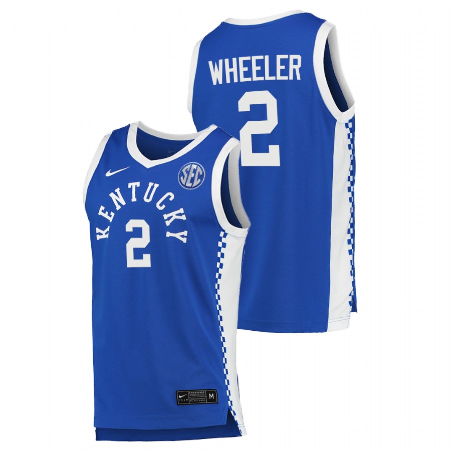 2021-22 Kentucky Wildcats Sahvir Wheeler College Basketball Royal Replica Jersey Men