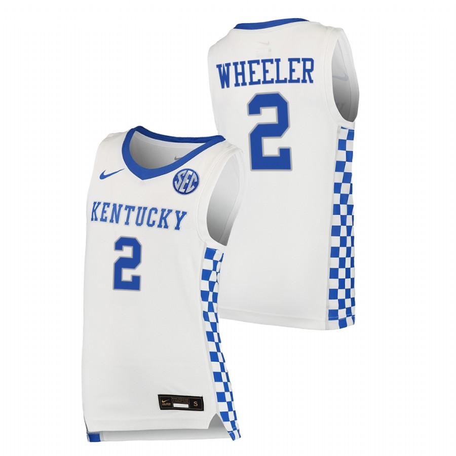 2021-22 Kentucky Wildcats Sahvir Wheeler College Basketball White Replica Jersey Men