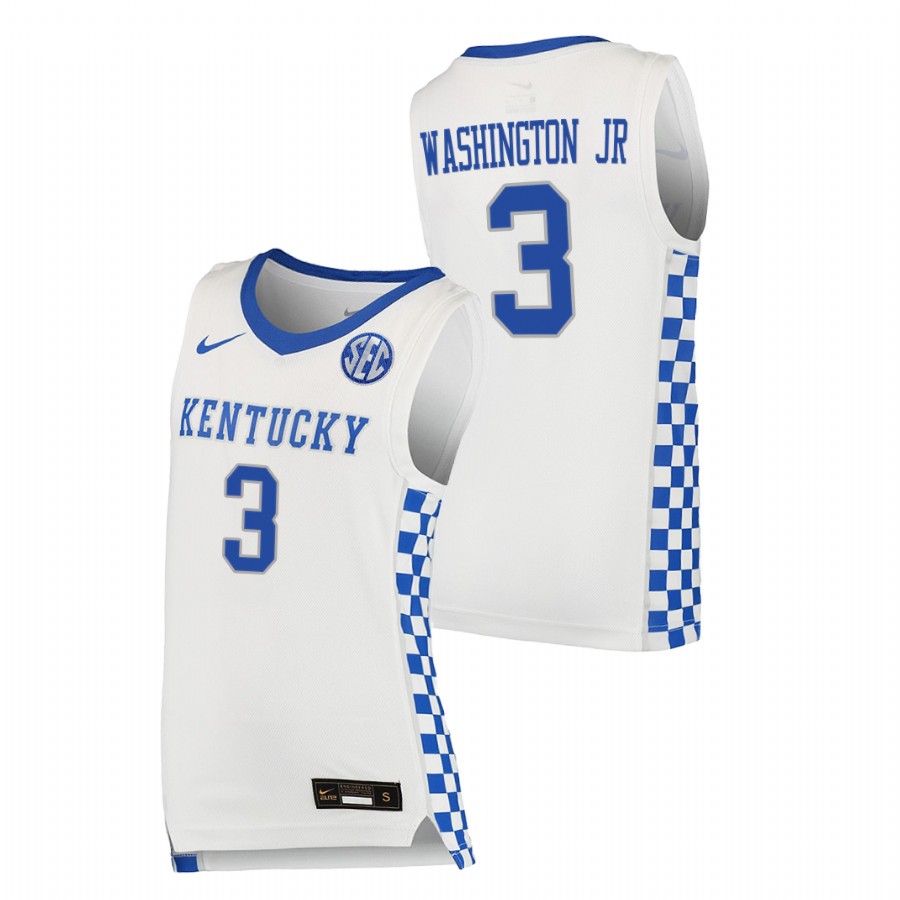 2021-22 Kentucky Wildcats TyTy Washington Jr. College Basketball White Replica Jersey Men