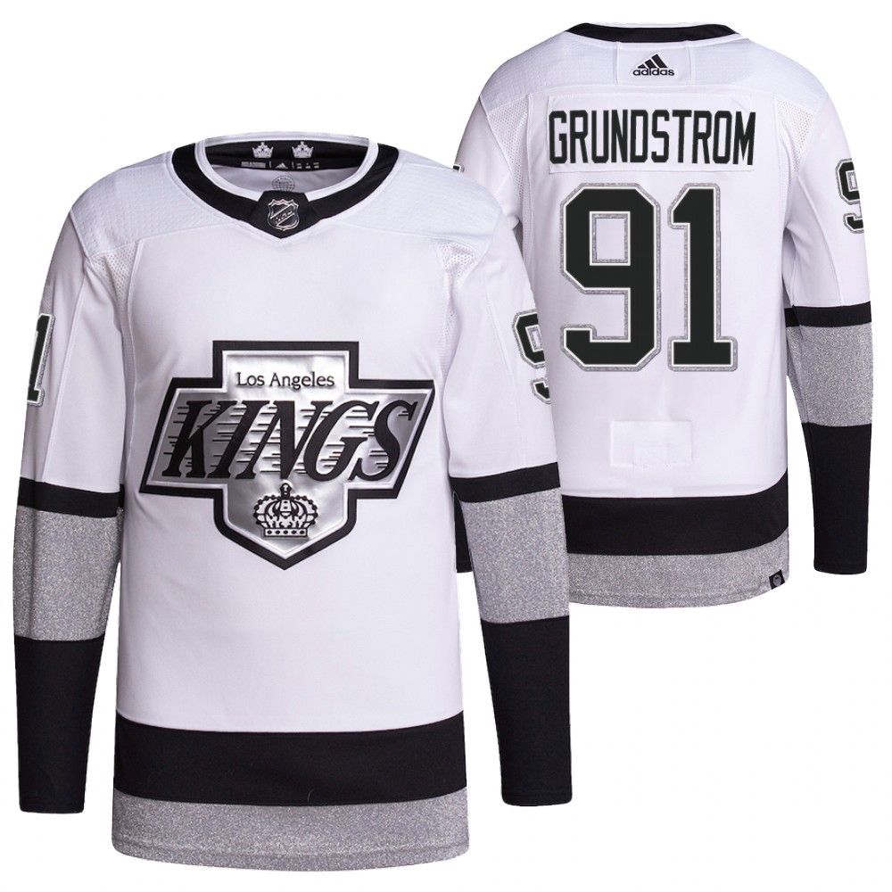 2021-22 Los Angeles Kings Carl Grundstrom White Primegreen Authentic Pro Alternate Jersey