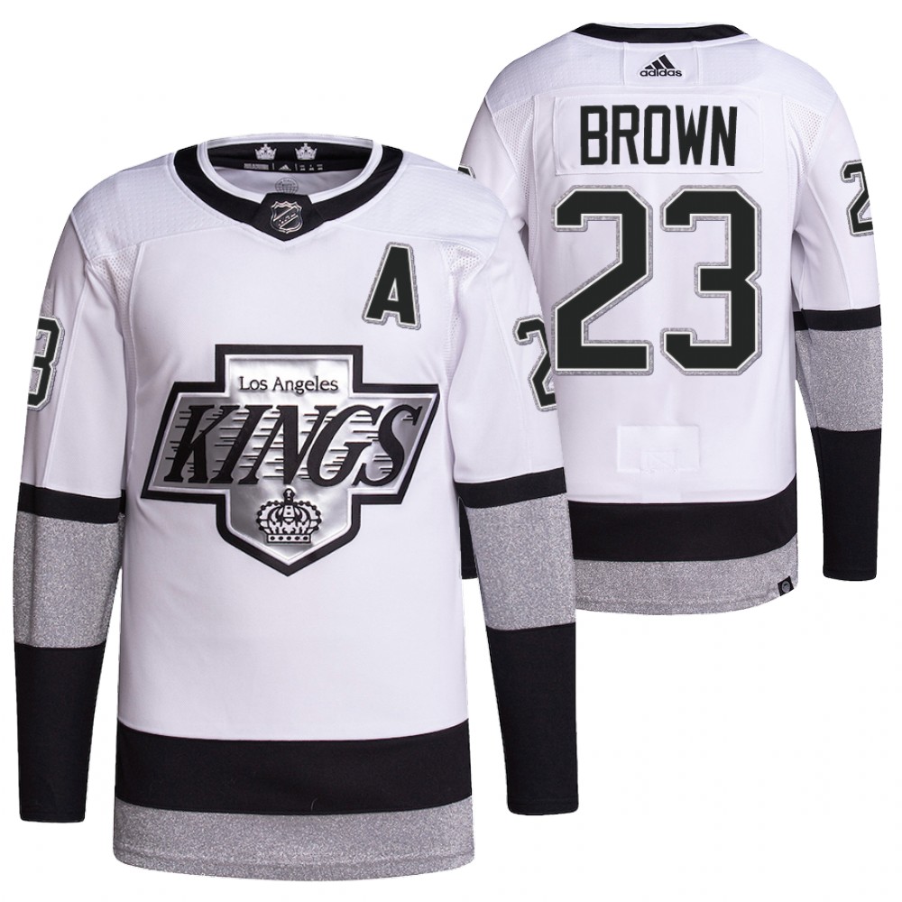 2021-22 Los Angeles Kings Dustin Brown White Primegreen Authentic Pro Alternate Jersey