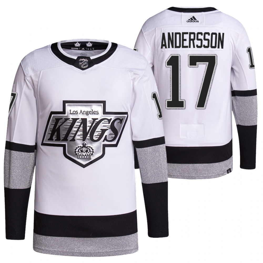 2021-22 Los Angeles Kings Lias Andersson White Primegreen Authentic Pro Alternate Jersey