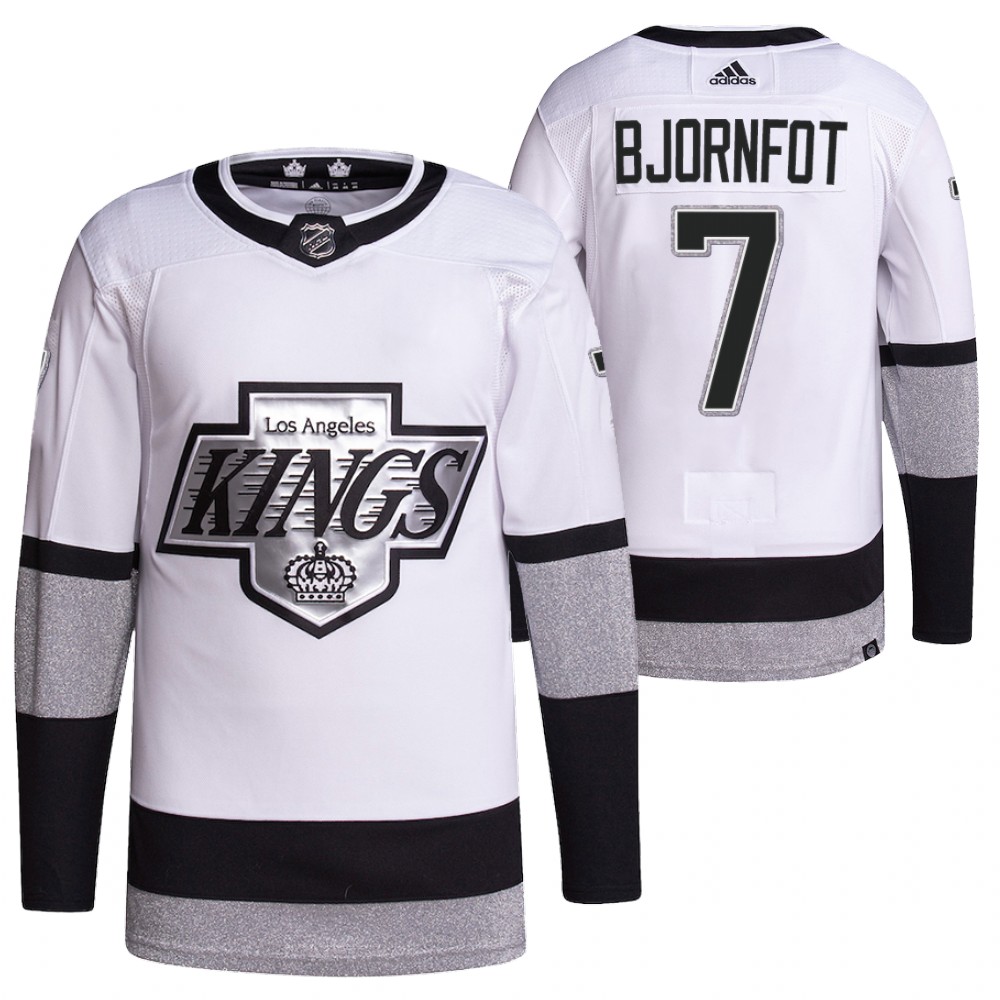 2021-22 Los Angeles Kings Tobias Bjornfot White Primegreen Authentic Pro Alternate Jersey