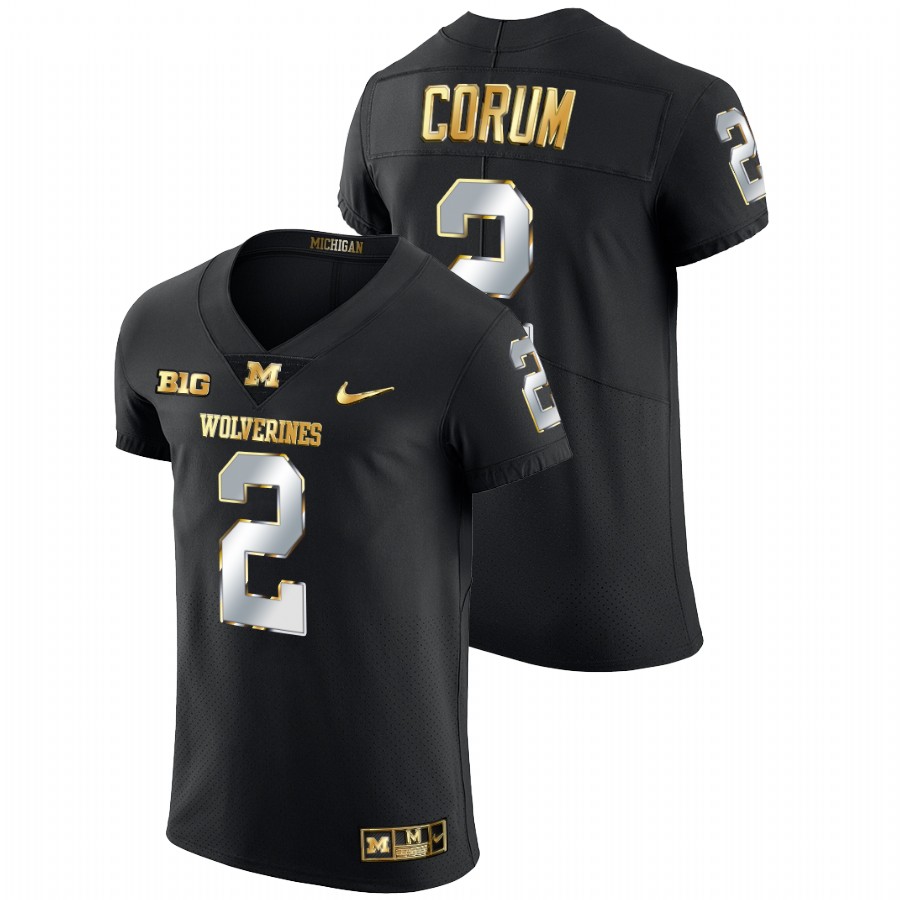 2021-22 Michigan Wolverines Blake Corum Golden Edition Black Jersey Elite Football