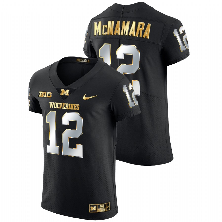 2021-22 Michigan Wolverines Cade McNamara Golden Edition Black Jersey Elite Football