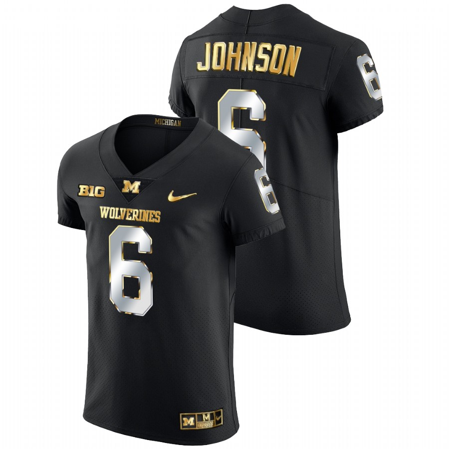 2021-22 Michigan Wolverines Cornelius Johnson Golden Edition Black Jersey Elite Football
