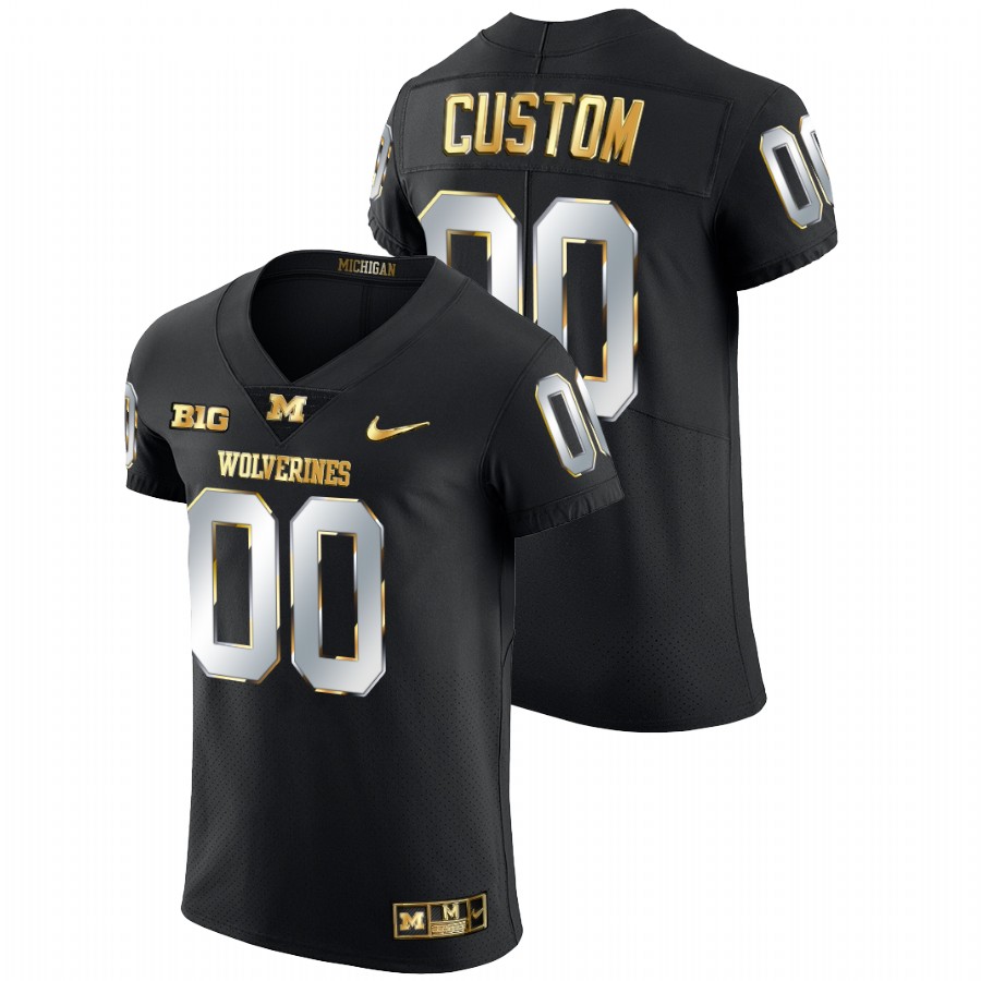 2021-22 Michigan Wolverines Custom Golden Edition Black Jersey Elite Football