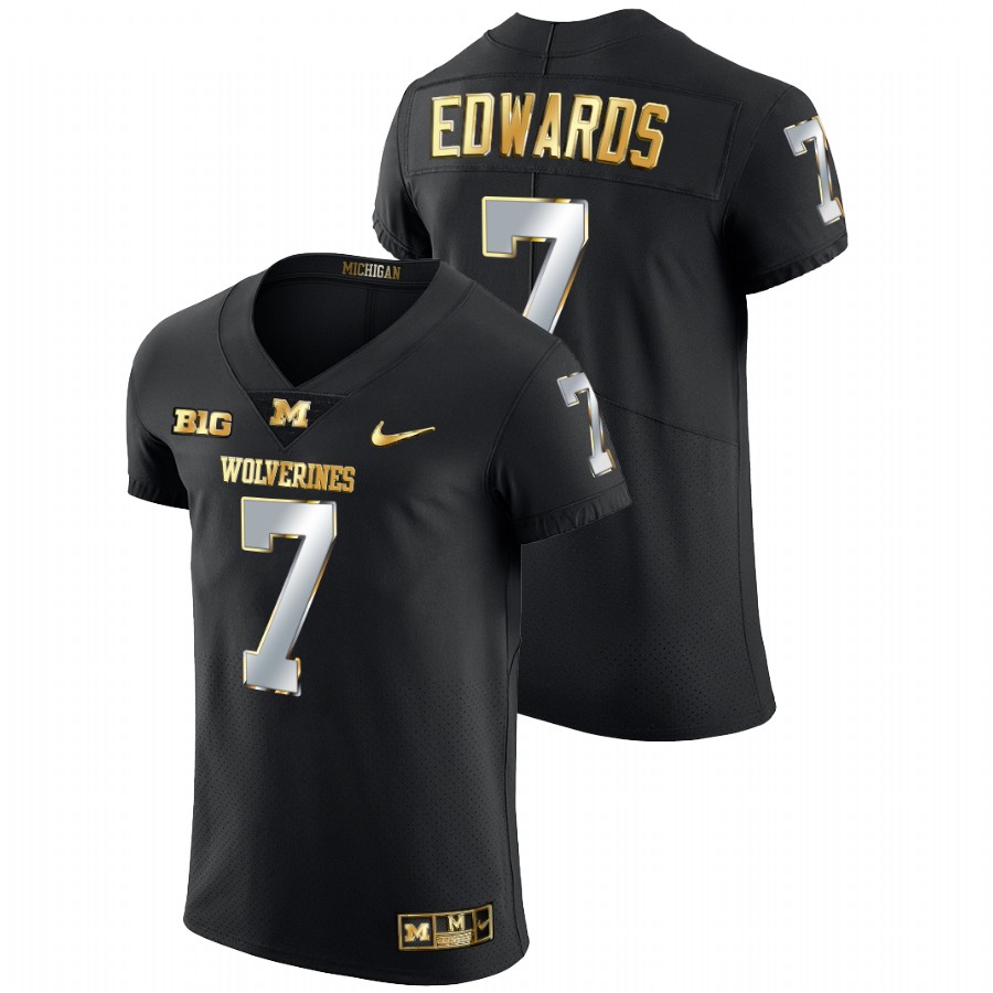 2021-22 Michigan Wolverines Donovan Edwards Golden Edition Black Jersey Elite Football