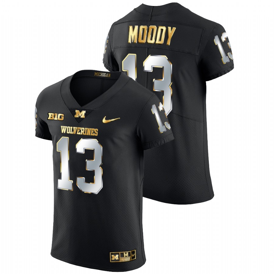 2021-22 Michigan Wolverines Jake Moody Golden Edition Black Jersey Elite Football