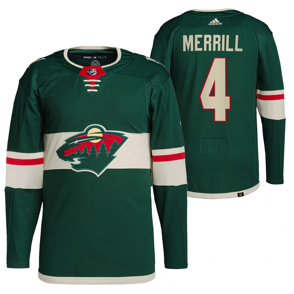 2021-22 Minnesota Wild Jon Merrill Green Primegreen Authentic Pro Home Jersey