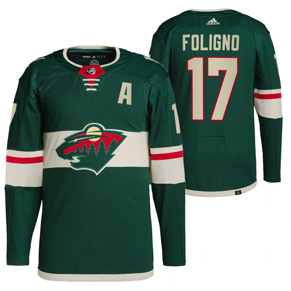 2021-22 Minnesota Wild Marcus Foligno Green Primegreen Authentic Pro Home Jersey