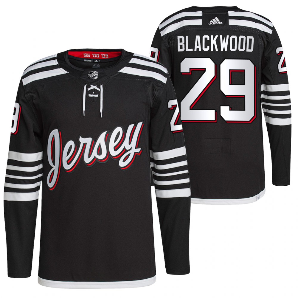 2021-22 New Jersey Devils Mackenzie Blackwood Black Alternate Primegreen Authentic Pro Jersey