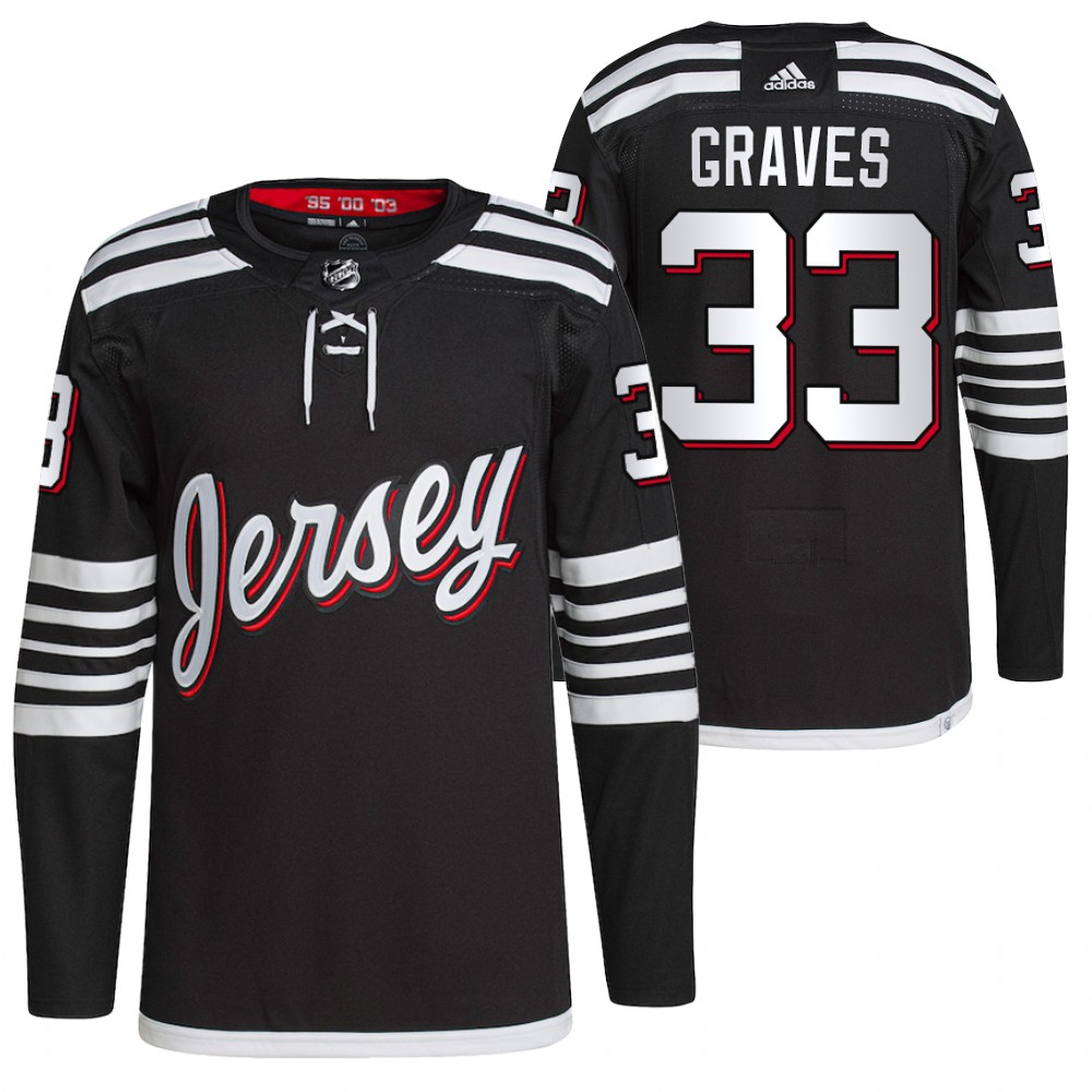 2021-22 New Jersey Devils Ryan Graves Black Alternate Primegreen Authentic Pro Jersey
