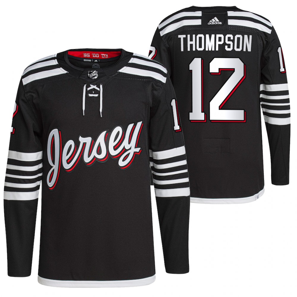 2021-22 New Jersey Devils Tyce Thompson Black Alternate Primegreen Authentic Pro Jersey