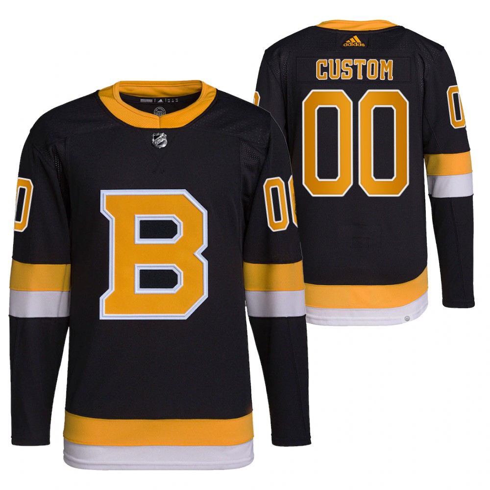 2021-22 Primegreen Authentic Boston Bruins Custom Black Home Jersey