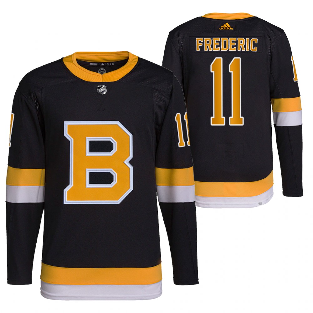 2021-22 Primegreen Authentic Boston Bruins Trent Frederic Black Home Jersey