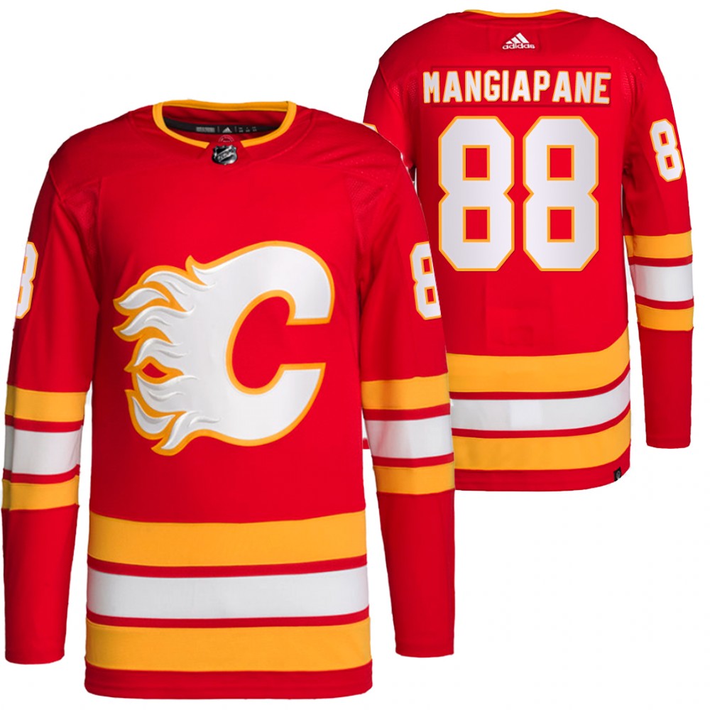 2021-22 Primegreen Authentic Calgary Flames Andrew Mangiapane Red Home Jersey