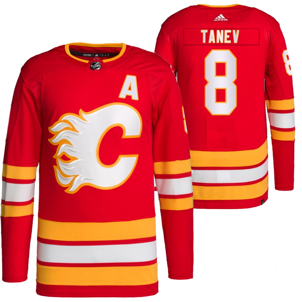 2021-22 Primegreen Authentic Calgary Flames Christopher Tanev Red Home Jersey