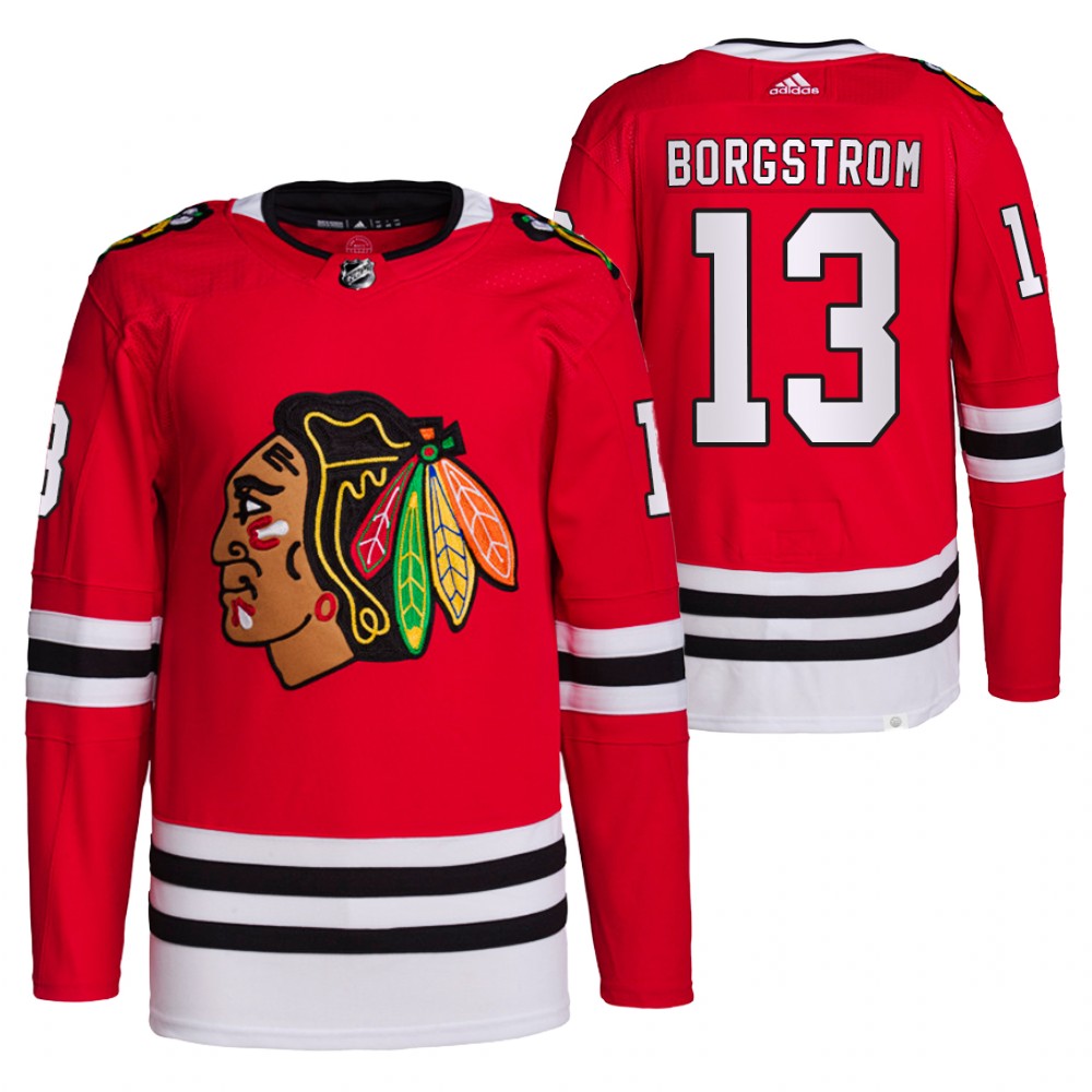 2021-22 Primegreen Authentic Chicago Blackhawks Henrik Borgstrom Red Home Jersey
