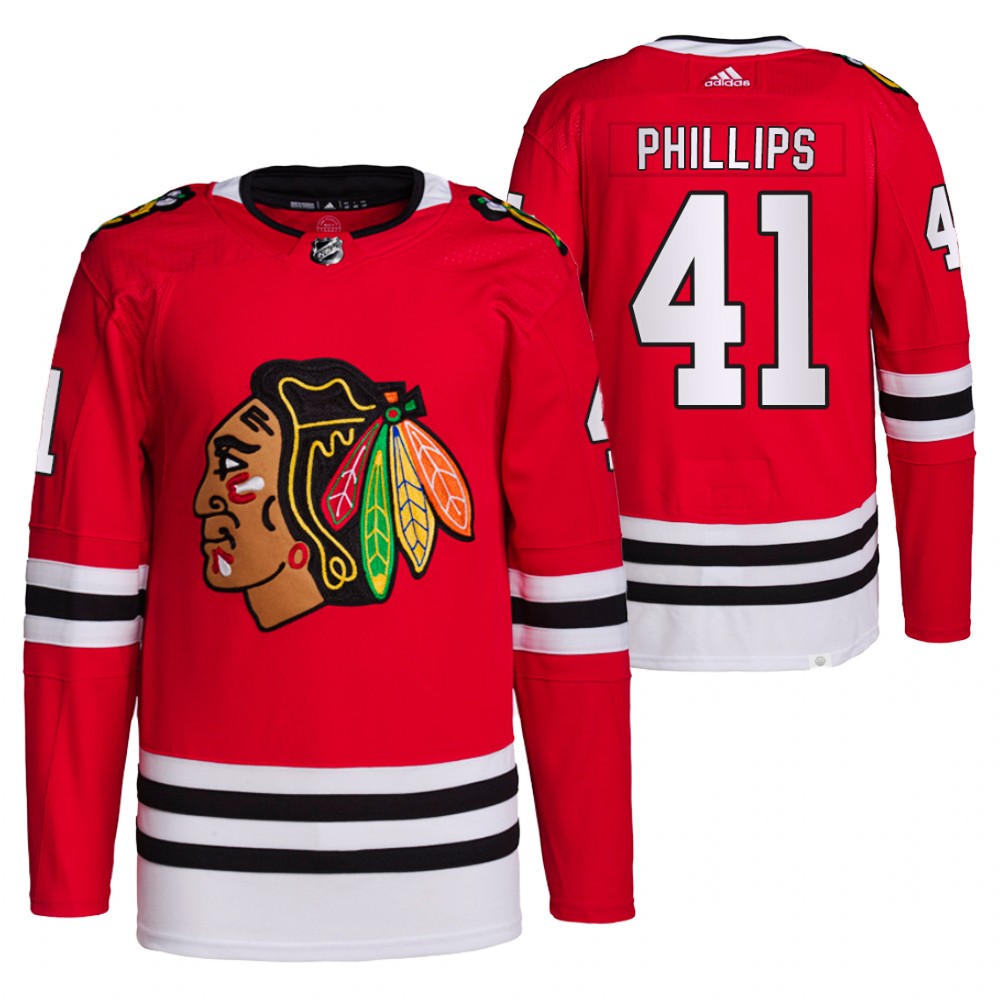 2021-22 Primegreen Authentic Chicago Blackhawks Isaak Phillips Red Home Jersey
