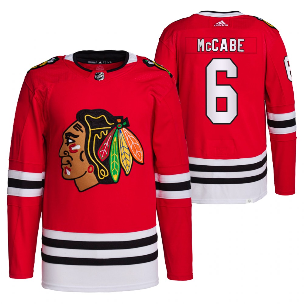2021-22 Primegreen Authentic Chicago Blackhawks Jake McCabe Red Home Jersey