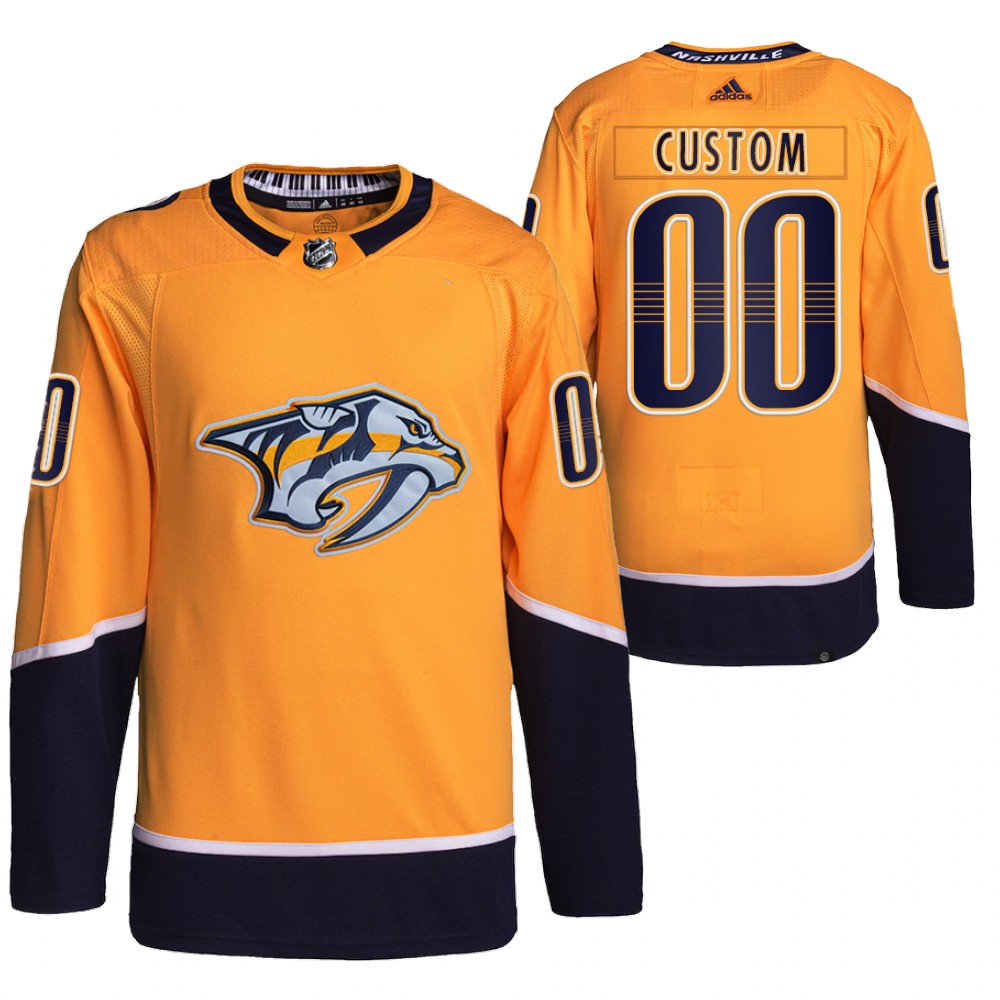2021-22 Primegreen Authentic Nashville Predators Custom Gold Home Jersey