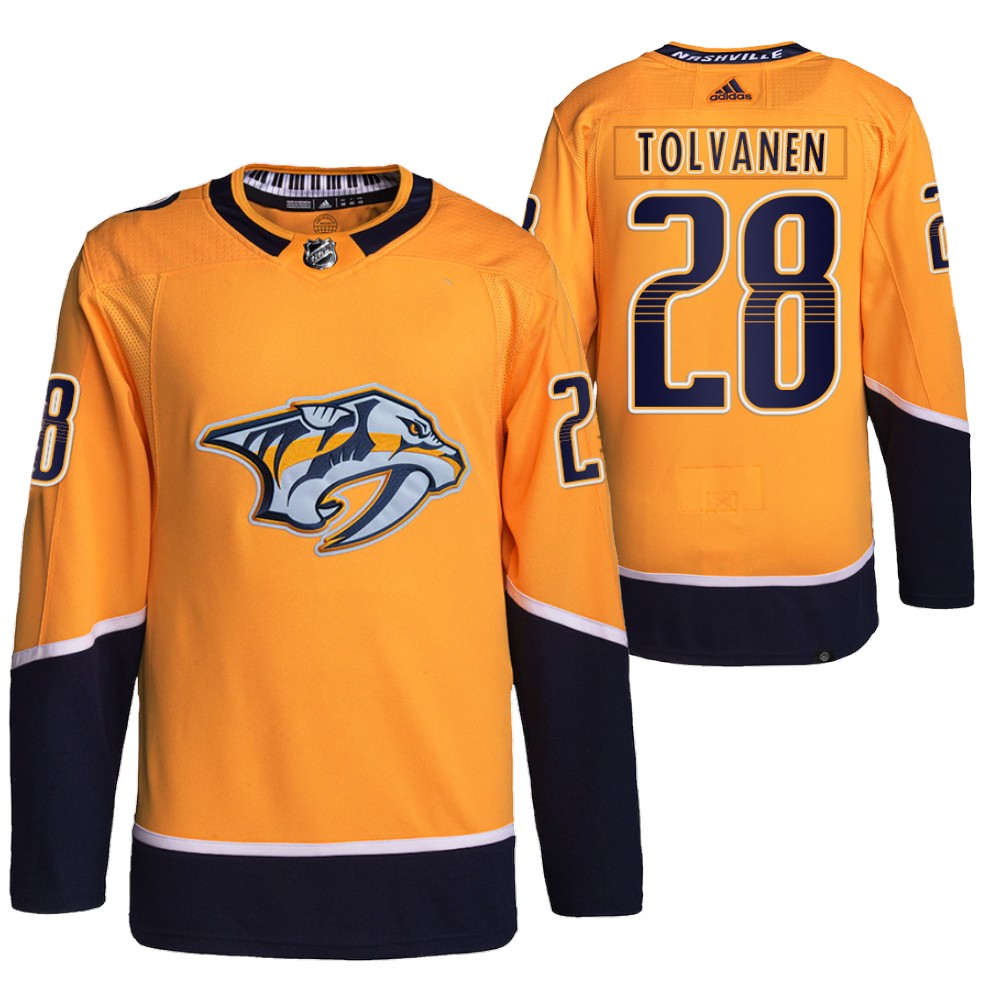 2021-22 Primegreen Authentic Nashville Predators Eeli Tolvanen Gold Home Jersey