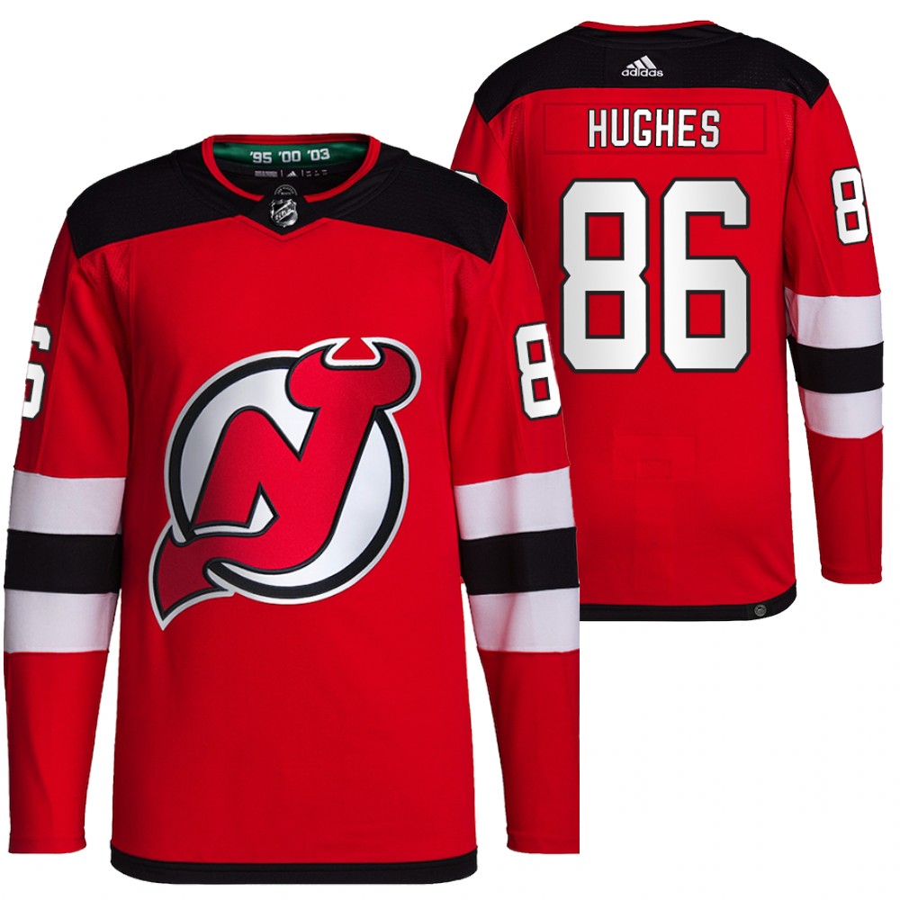 2021-22 Primegreen Authentic New Jersey Devils Jack Hughes Red Home Jersey