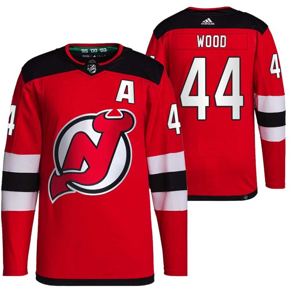 2021-22 Primegreen Authentic New Jersey Devils Miles Wood Red Home Jersey