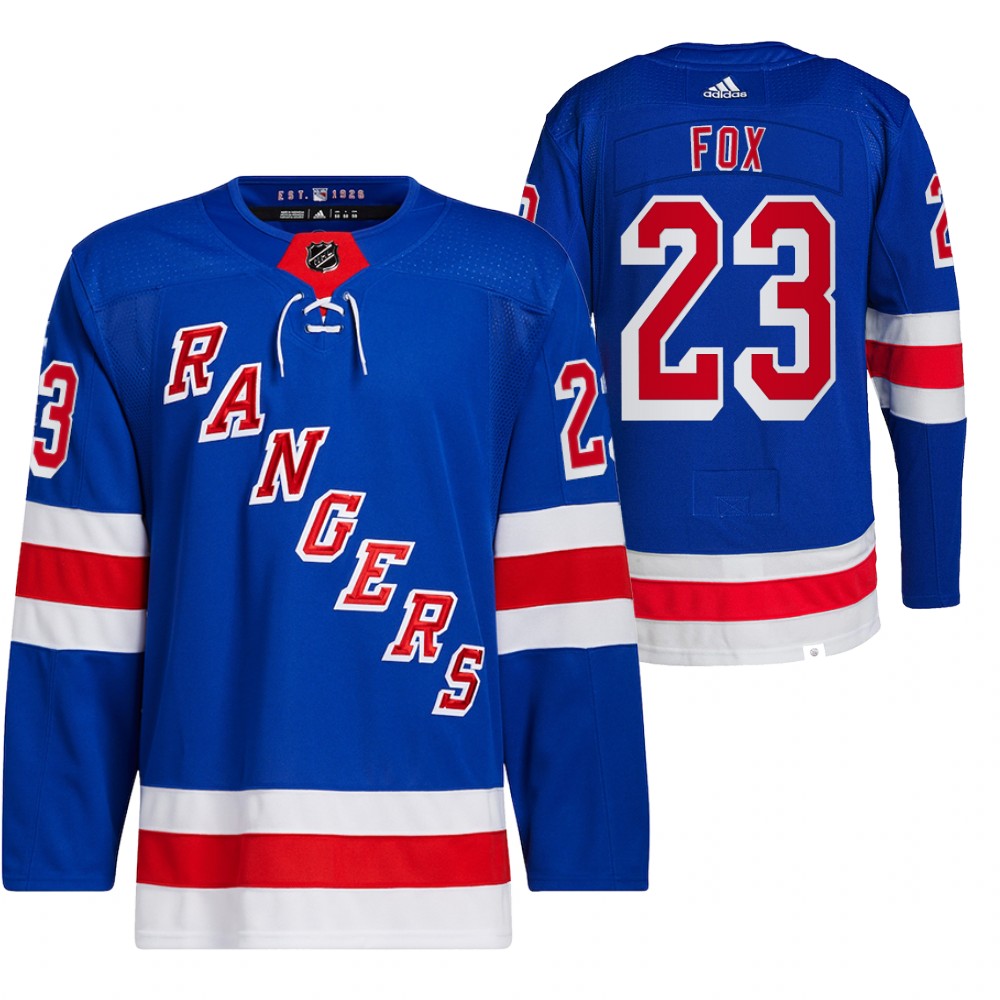 2021-22 Primegreen Authentic New York Rangers Adam Fox Blue Home Jersey