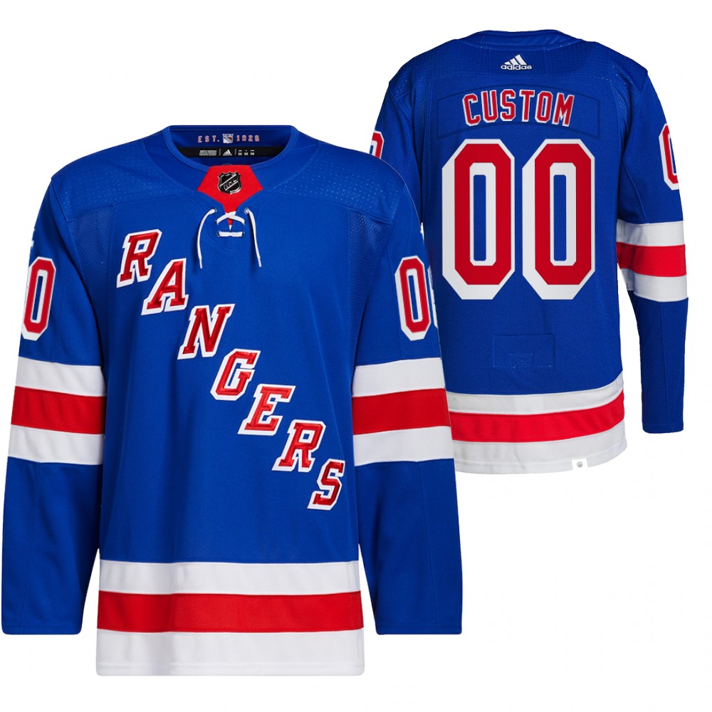 2021-22 Primegreen Authentic New York Rangers Custom Blue Home Jersey