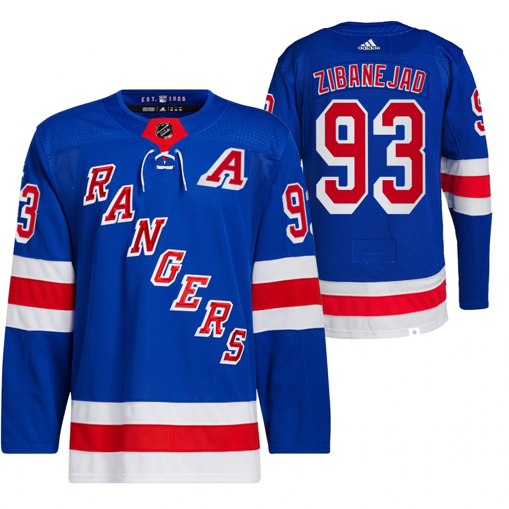 2021-22 Primegreen Authentic New York Rangers Mika Zibanejad Blue Home Jersey