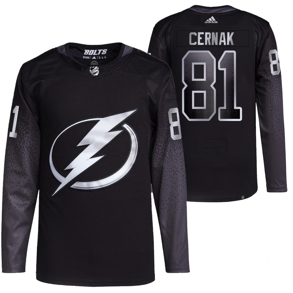 2021-22 Primegreen Authentic Tampa Bay Lightning Erik Cernak Black Alternate Jersey