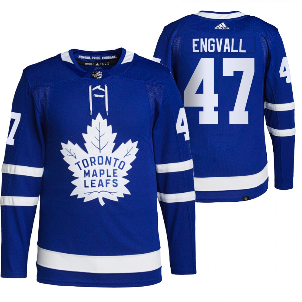 2021-22 Primegreen Authentic Toronto Maple Leafs Pierre Engvall Blue Home Jersey