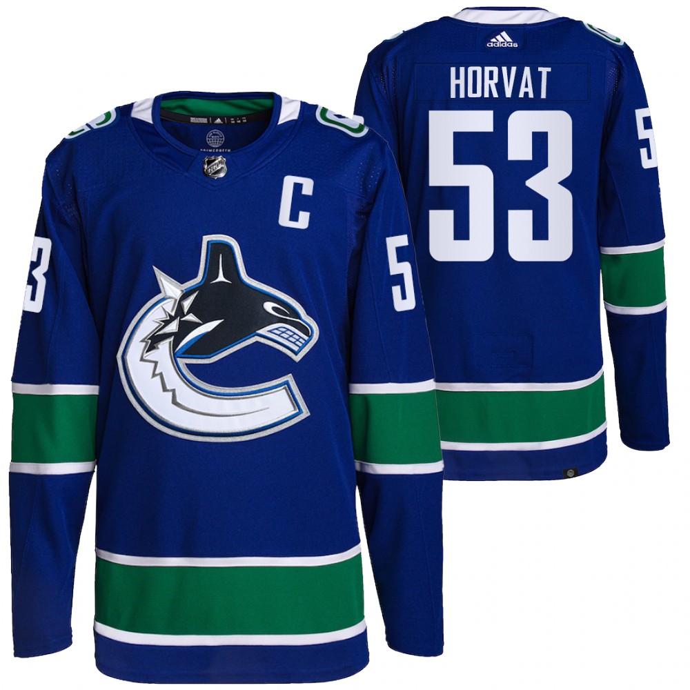 2021-22 Primegreen Authentic Vancouver Canucks Bo Horvat Blue Home Jersey