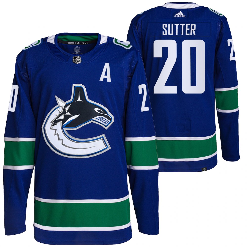 2021-22 Primegreen Authentic Vancouver Canucks Brandon Sutter Blue Home Jersey