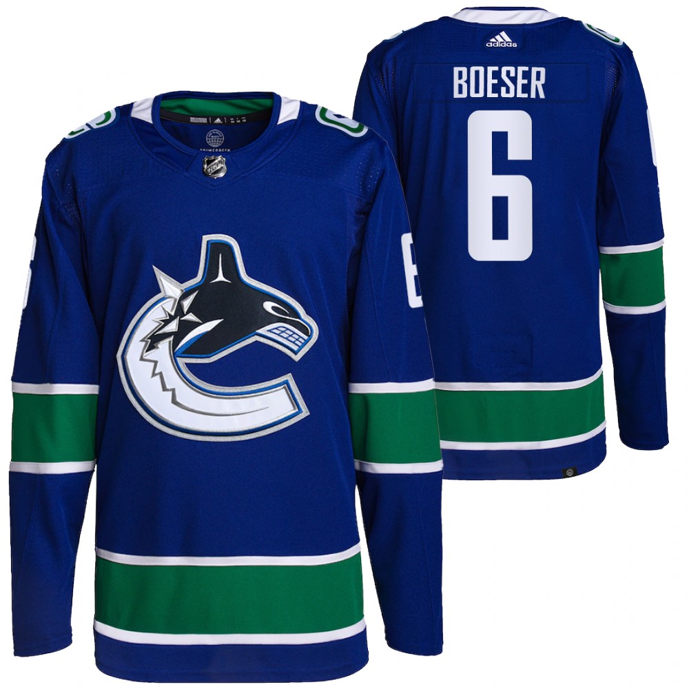 2021-22 Primegreen Authentic Vancouver Canucks Brock Boeser Blue Home Jersey
