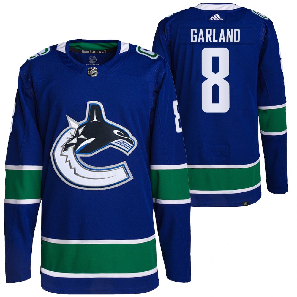 2021-22 Primegreen Authentic Vancouver Canucks Conor Garland Blue Home Jersey