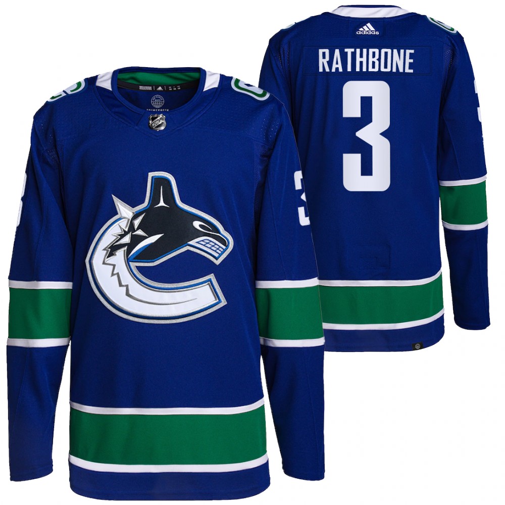 2021-22 Primegreen Authentic Vancouver Canucks Jack Rathbone Blue Home Jersey
