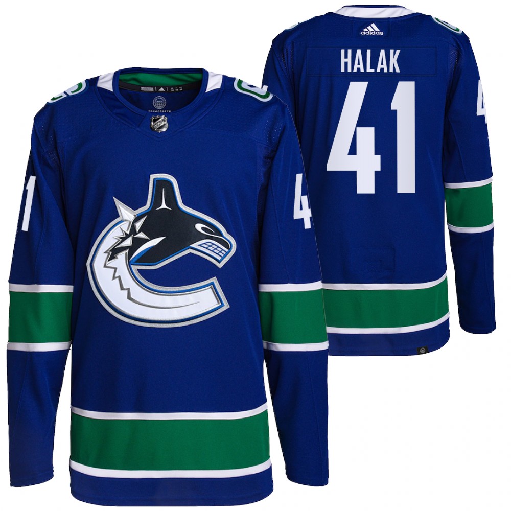 2021-22 Primegreen Authentic Vancouver Canucks Jaroslav Halak Blue Home Jersey