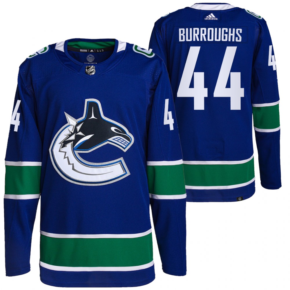2021-22 Primegreen Authentic Vancouver Canucks Kyle Burroughs Blue Home Jersey