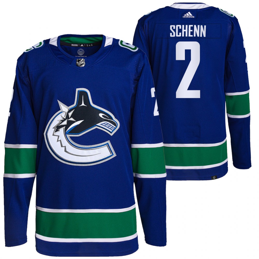 2021-22 Primegreen Authentic Vancouver Canucks Luke Schenn Blue Home Jersey