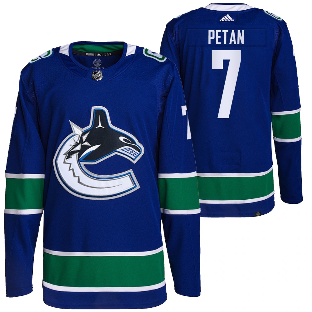 2021-22 Primegreen Authentic Vancouver Canucks Nic Petan Blue Home Jersey