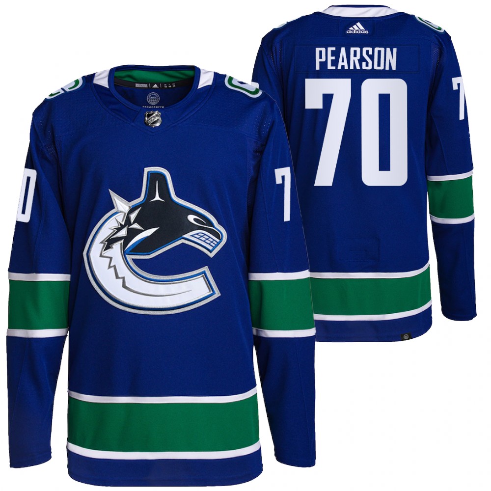 2021-22 Primegreen Authentic Vancouver Canucks Tanner Pearson Blue Home Jersey