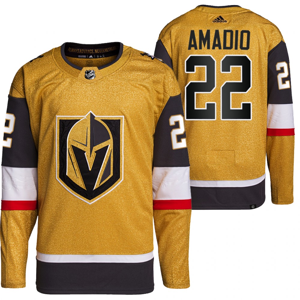 2021-22 Primegreen Authentic Vegas Golden Knights Michael Amadio Gold Home Jersey